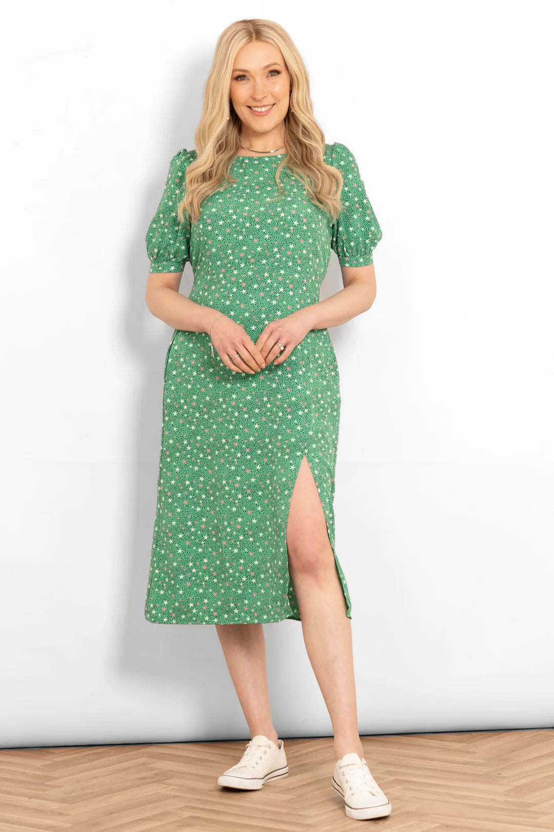 Puff Sleeve Tea Dress - Stars & Dots