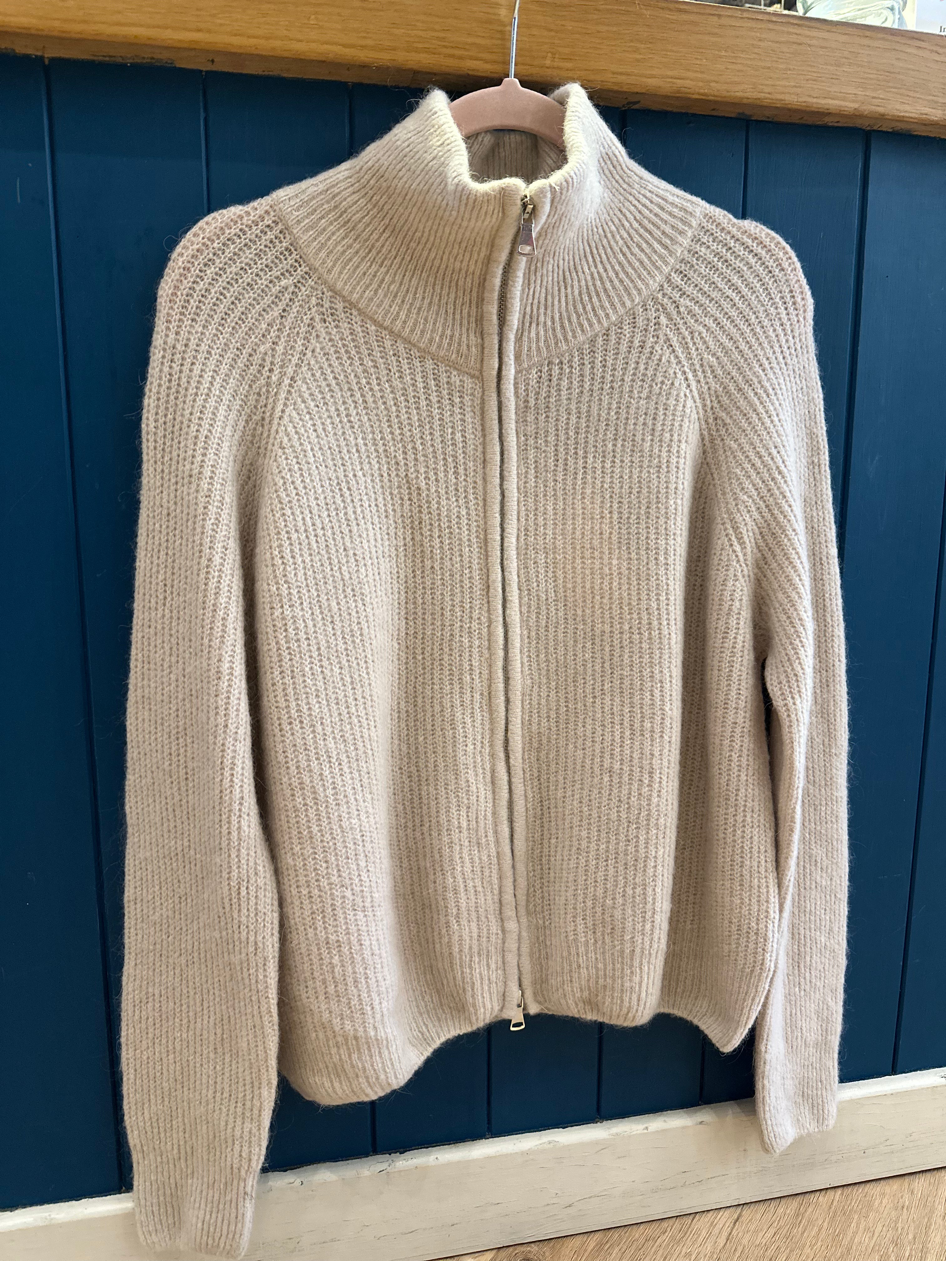 Zip Up Collared Mohair Jacket