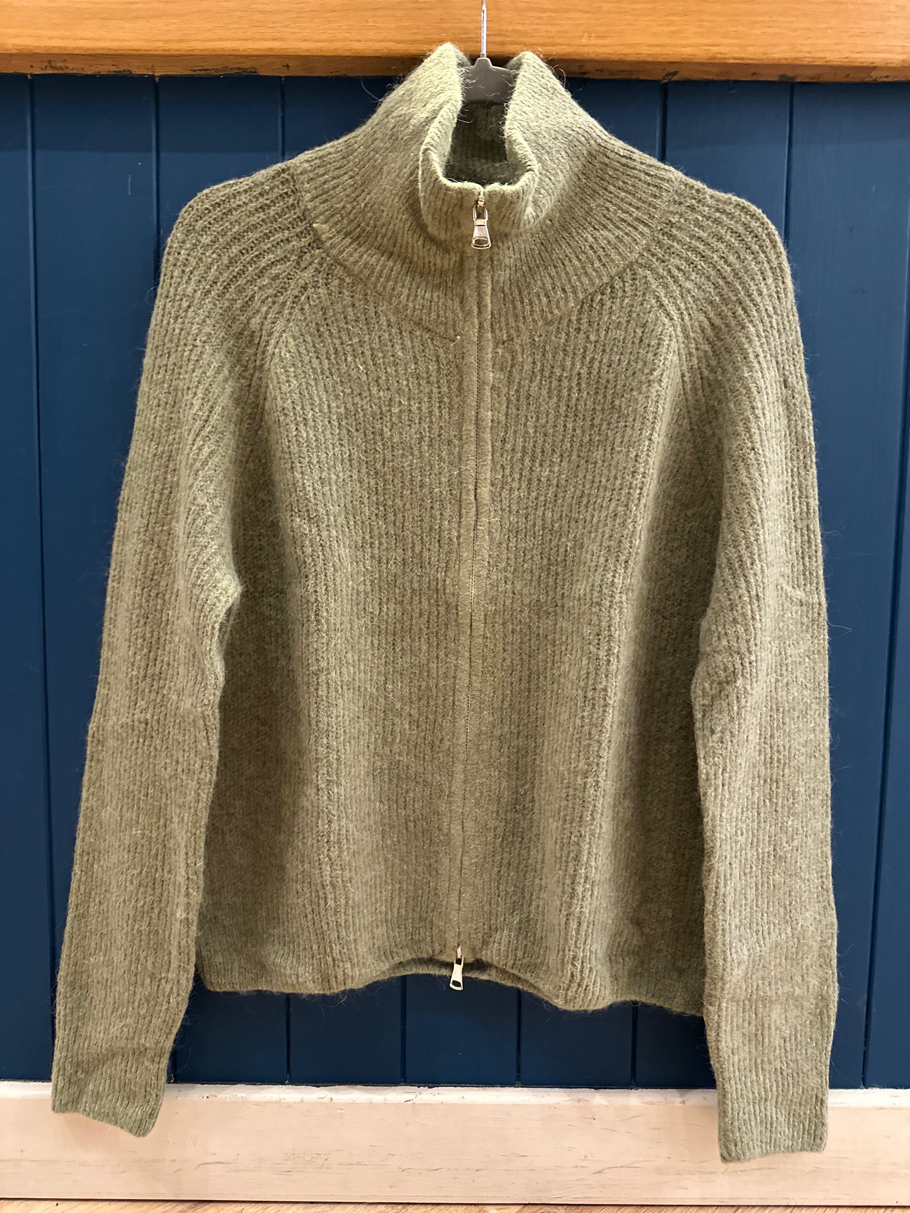 Zip Up Collared Mohair Jacket