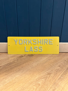'Yorkshire Lass' Enamel Sign
