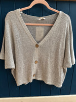 Load image into Gallery viewer, Fine Knit Crop Sleeve Cotton Cardigan
