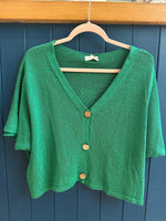 Load image into Gallery viewer, Fine Knit Crop Sleeve Cotton Cardigan
