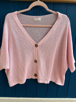 Load image into Gallery viewer, Fine Knit Crop Sleeve Cotton Cardigan
