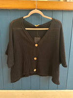 Load image into Gallery viewer, Fine Knit Crop Sleeve Cotton Cardigan
