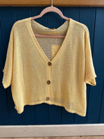 Load image into Gallery viewer, Fine Knit Crop Sleeve Cotton Cardigan

