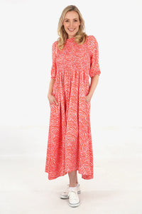 Puff Sleeve Midaxi Dress - Orange