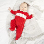 Load image into Gallery viewer, Baby Velour Reindeer Sleepsuit
