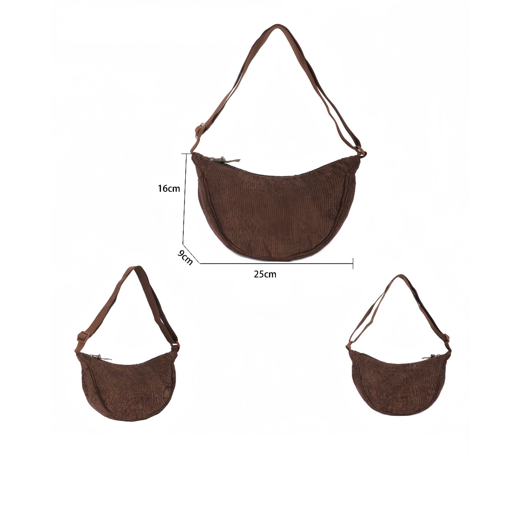 Corduroy Half Moon Bag
