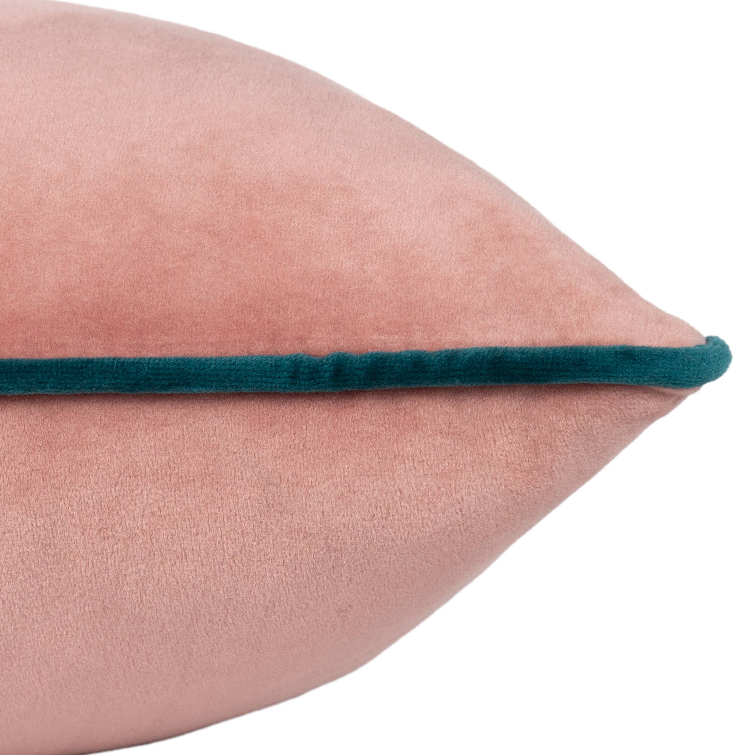 Meridian Velvet Cushion Blush/Teal: Blush/Teal / Feather Rich Filled / 55 x 55cm