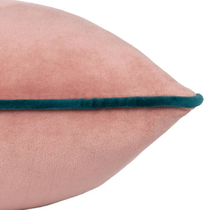 Meridian Velvet Cushion Blush/Teal: Blush/Teal / Feather Rich Filled / 55 x 55cm