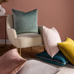 Load image into Gallery viewer, Meridian Velvet Cushion Mineral/Blush: Mineral/Blush / Feather Rich Filled / 55 x 55cm
