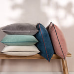 Load image into Gallery viewer, Meridian Velvet Cushion Petrol/Blush: Petrol/Blush / Feather Rich Filled / 55 x 55cm
