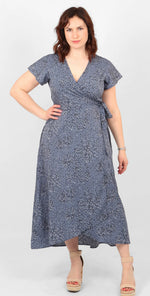 Load image into Gallery viewer, Blue Speckled Wrap Dress

