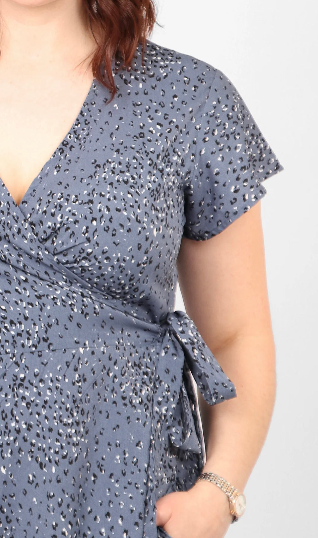 Blue Speckled Wrap Dress