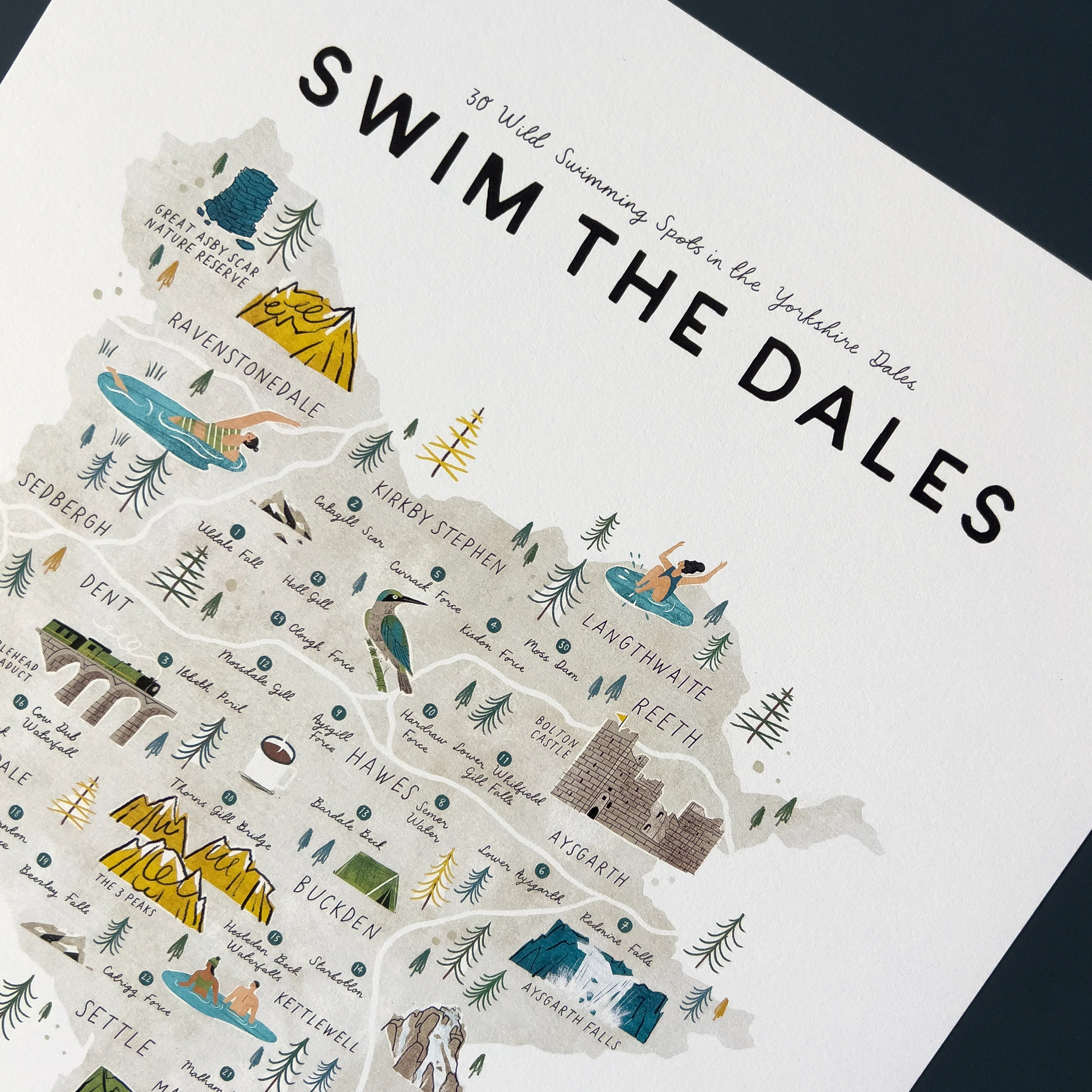 A3 Swim The Dales Print
