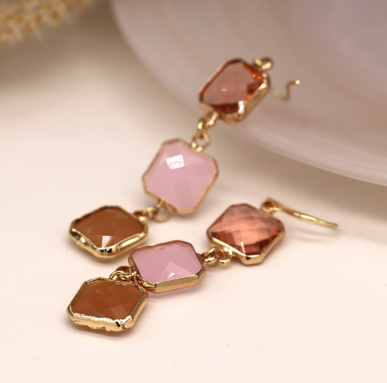 Earrings - Pink Crystal Drop