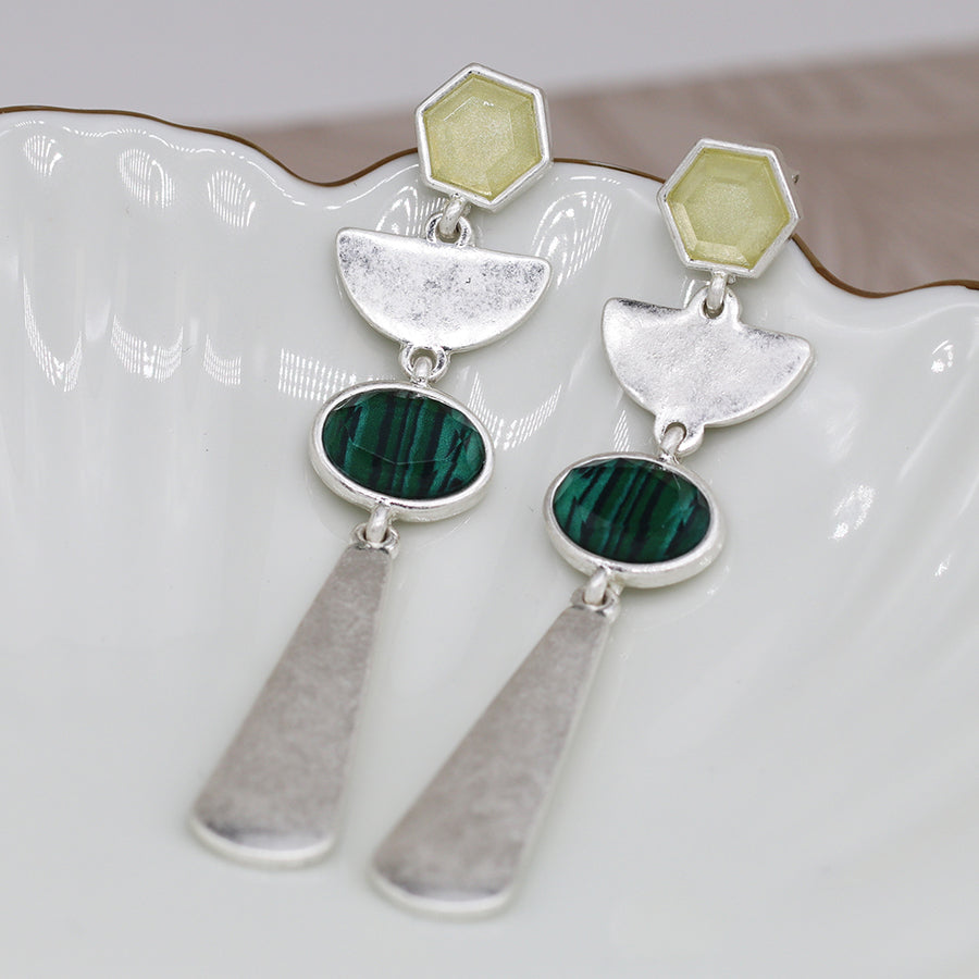 Earrings - Geometric Stud Drop
