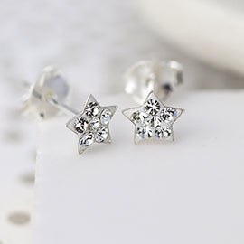 Silver Studs - Tiny Crystal Star