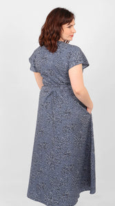 Blue Speckled Wrap Dress