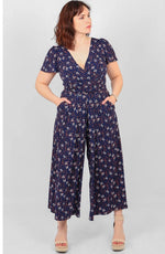 Load image into Gallery viewer, Floral Wide Leg Jumpsuit - Navy
