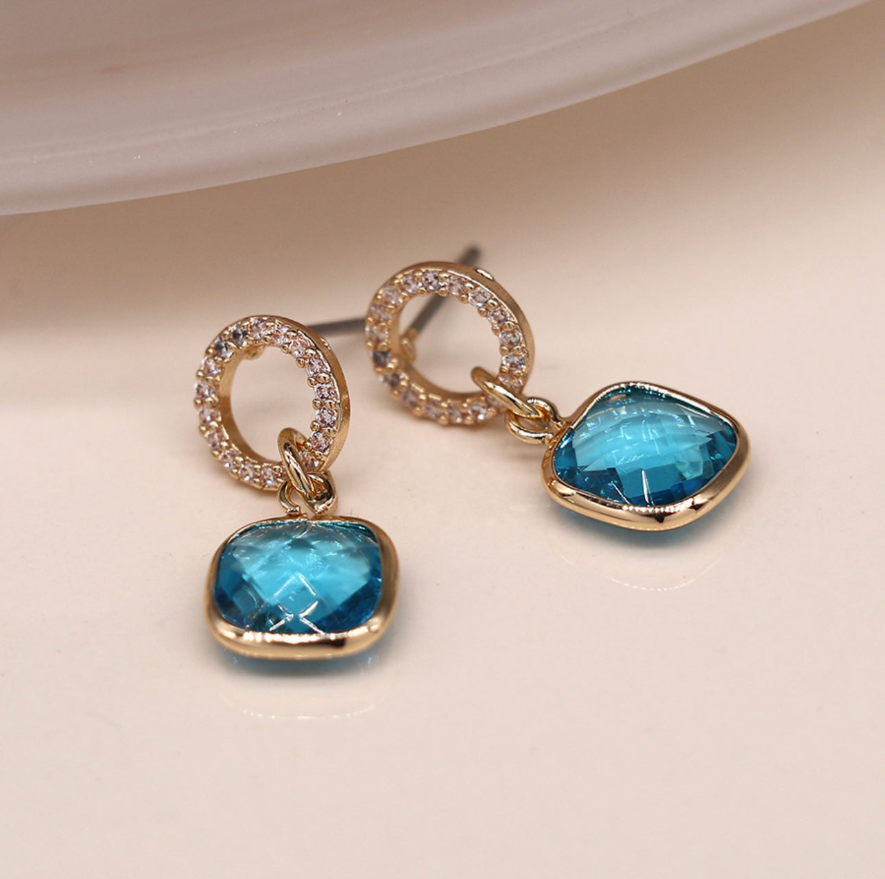 Earrings - Blue & Crystal Drop
