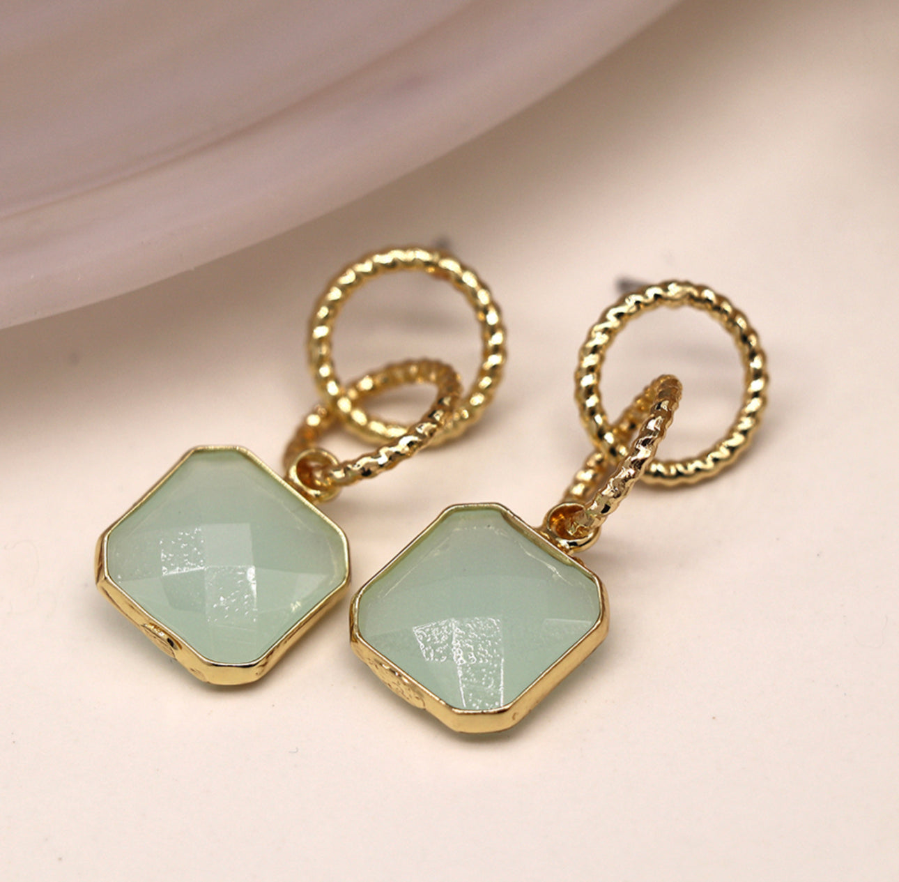Earrings - Aqua Twisted Hoop