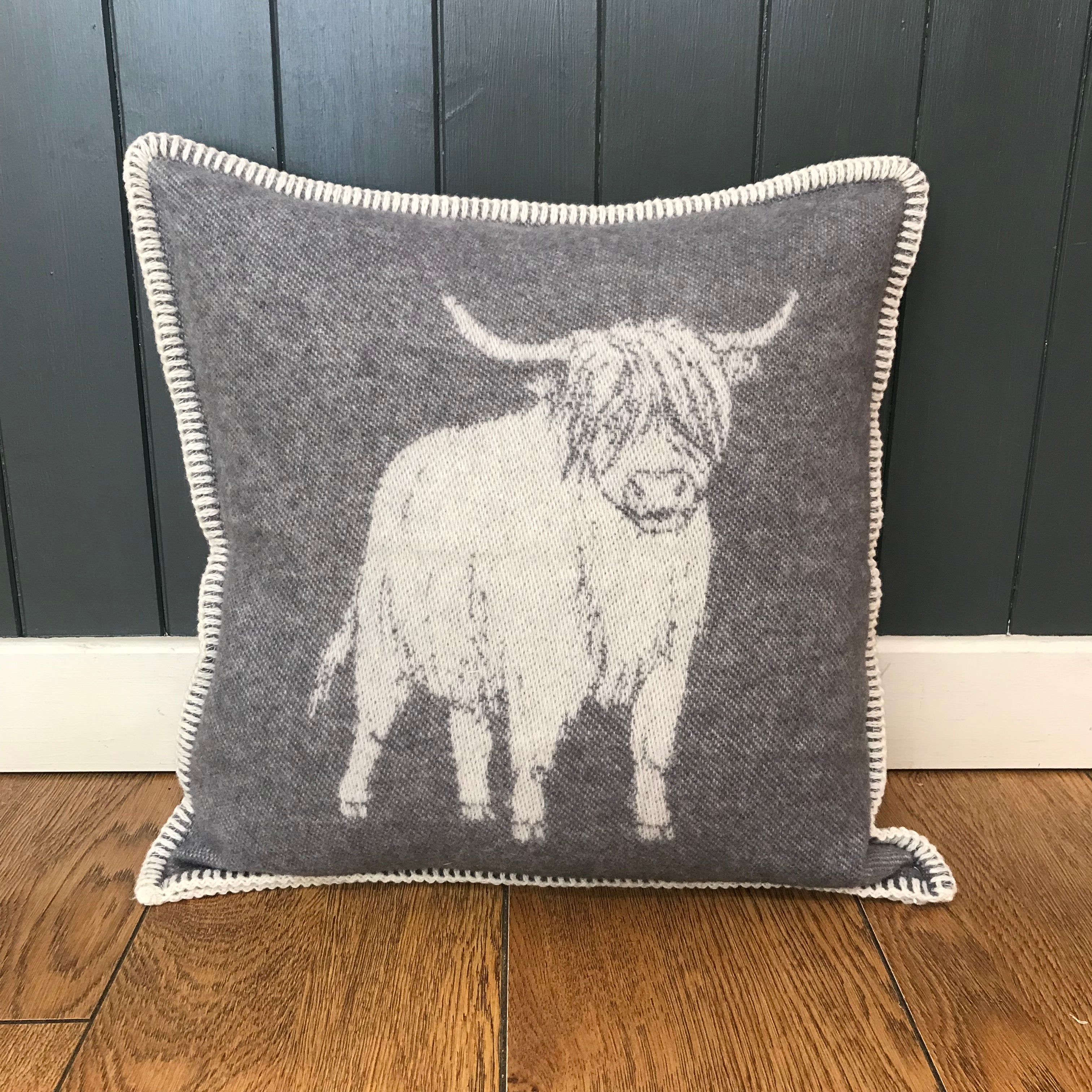 Highland Cow Wool Cushion