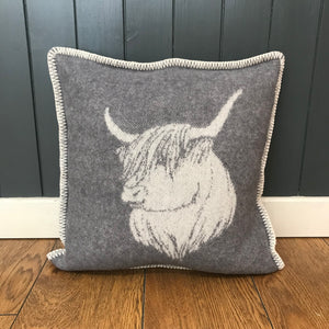 Highland Cow Wool Cushion