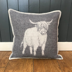 Highland Cow Wool Cushion