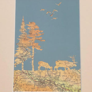 Ilkley Winter Deer Print