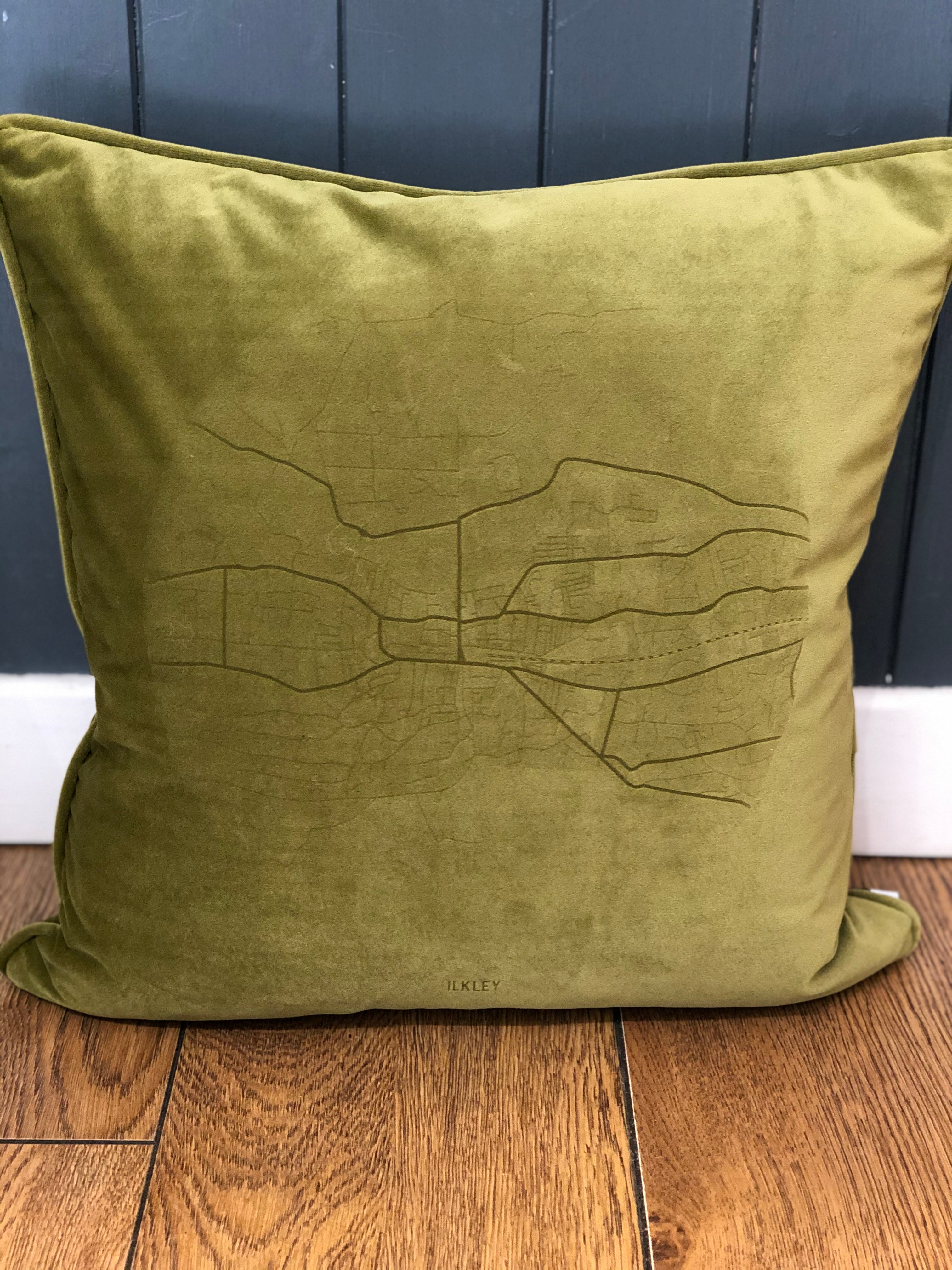 Velvet Ilkley Map Cushion
