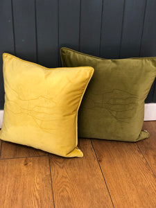 Velvet Ilkley Map Cushion