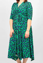 Load image into Gallery viewer, Leopard Knot Front Dress - Green
