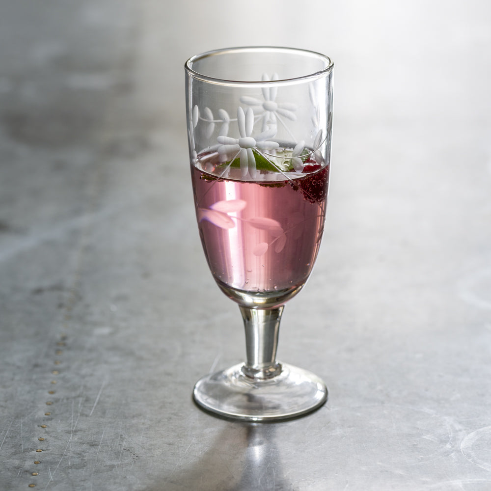 Etched Champagne Glass - Flowers