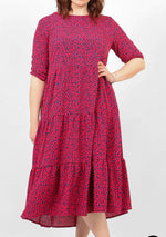 Load image into Gallery viewer, Animal Print Tiered Dress - Pink
