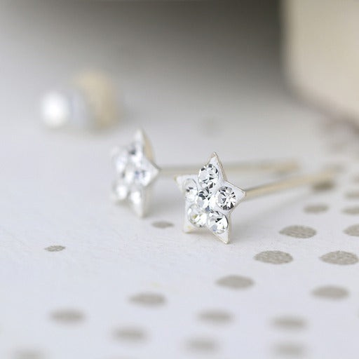 Silver Studs - Tiny Crystal Star