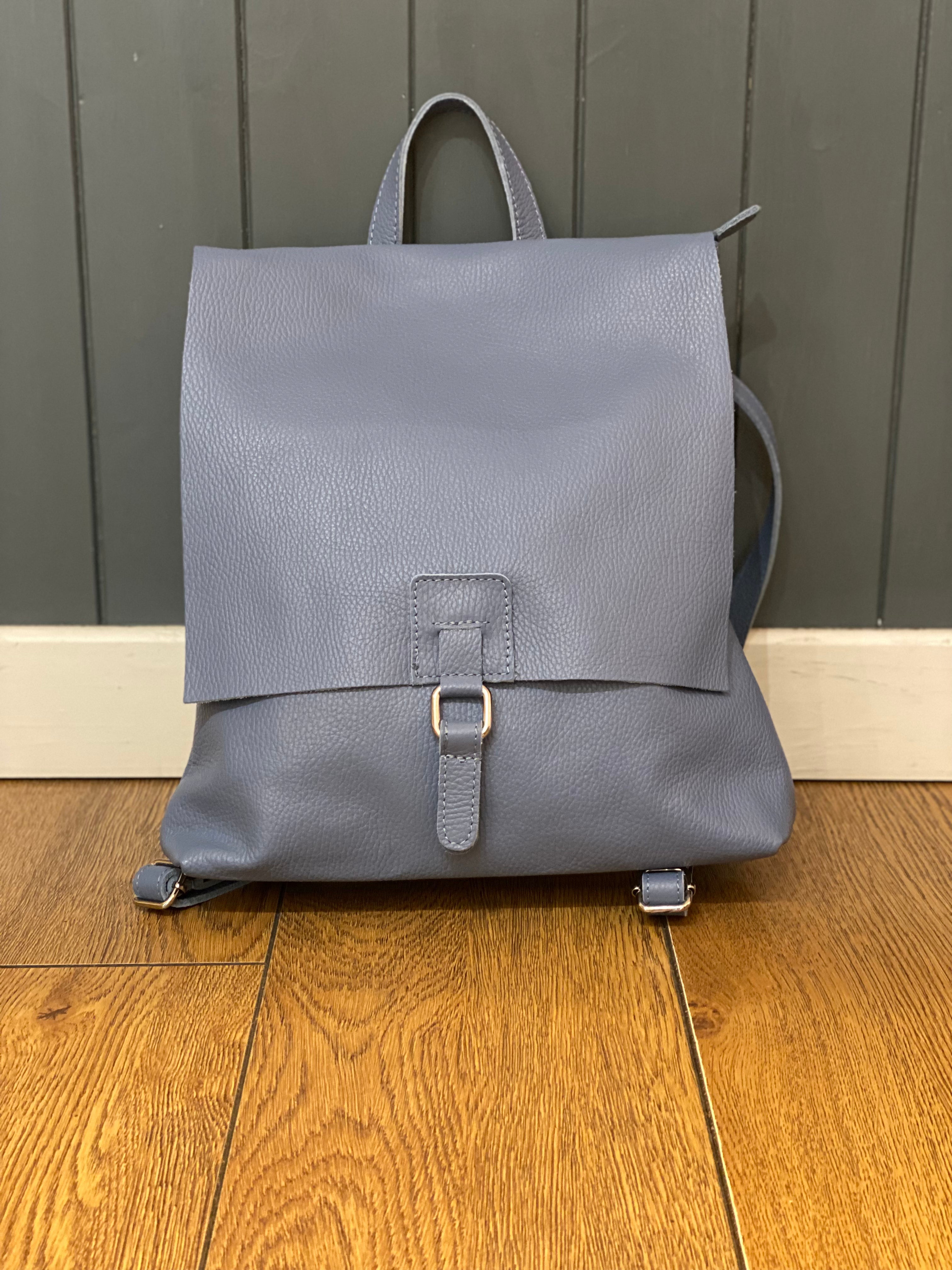 Grey leather rucksack sales