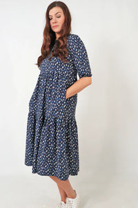 Abstract Animal Spot Tiered Dress
