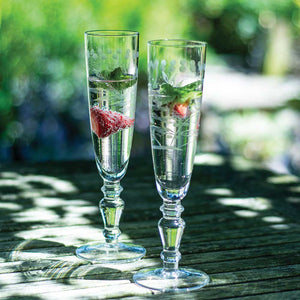 Etched Champagne Flute - Flowers