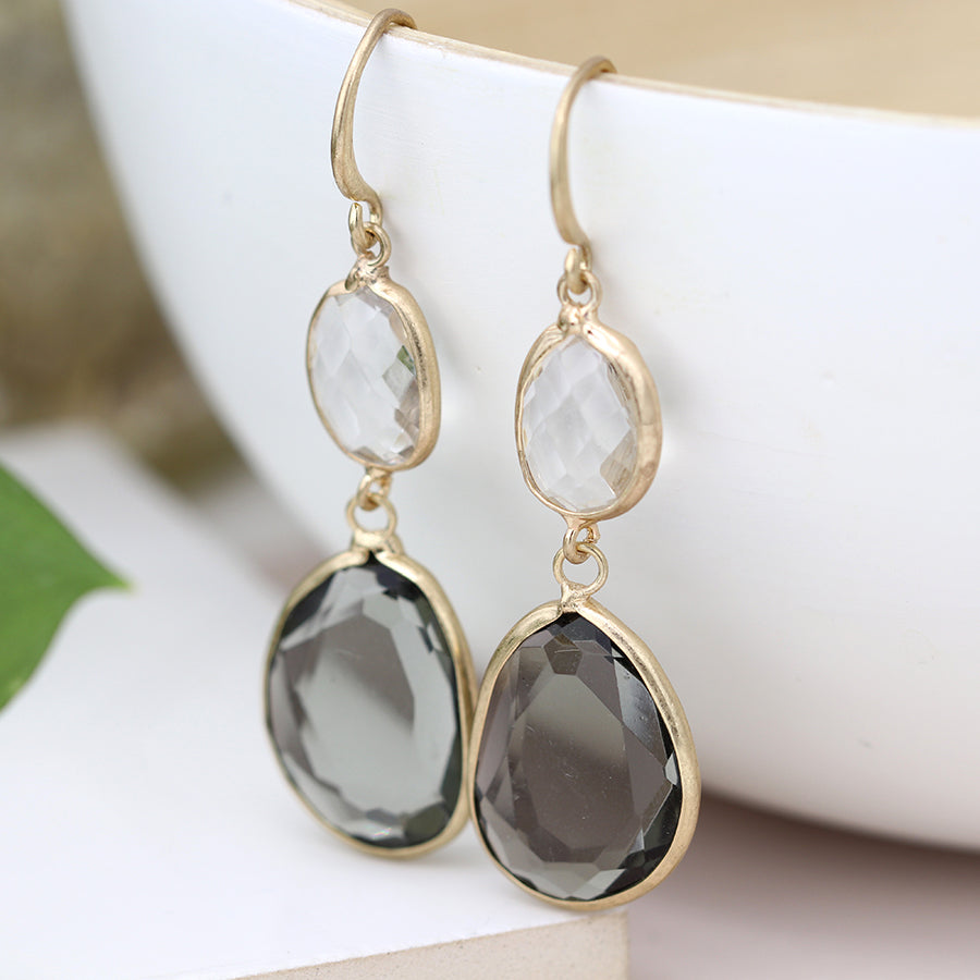 Earrings - Smokey Crystal Drop