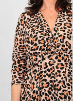 Load image into Gallery viewer, Leopard Knot Front Dress - Neutral
