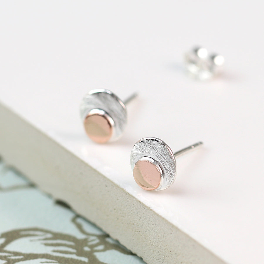 Silver Studs - Rose Gold Dot