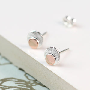 Silver Studs - Rose Gold Dot