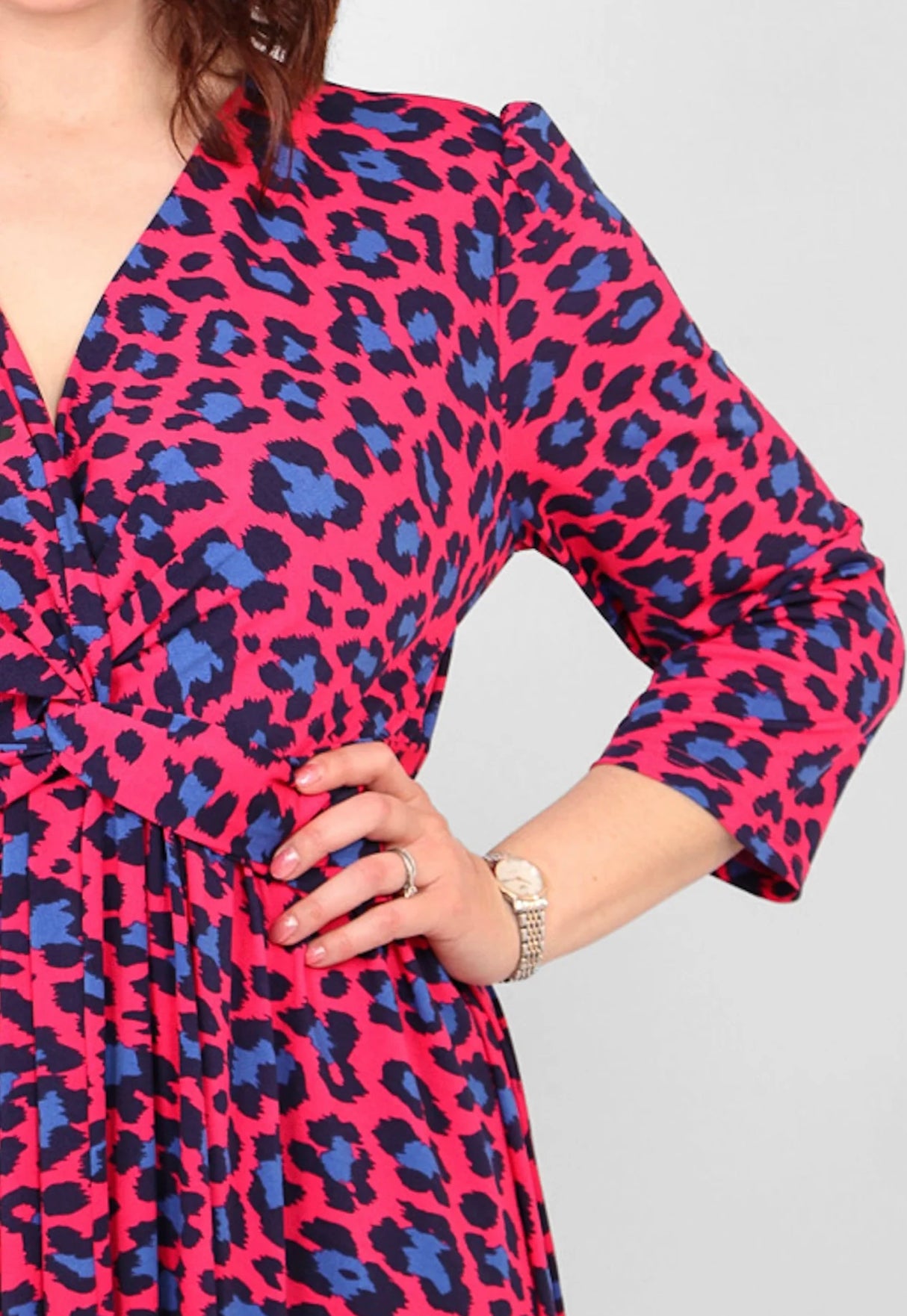 Leopard Knot Front Dress - Pink