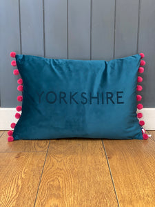 Velvet Yorkshire Pompom Cushion