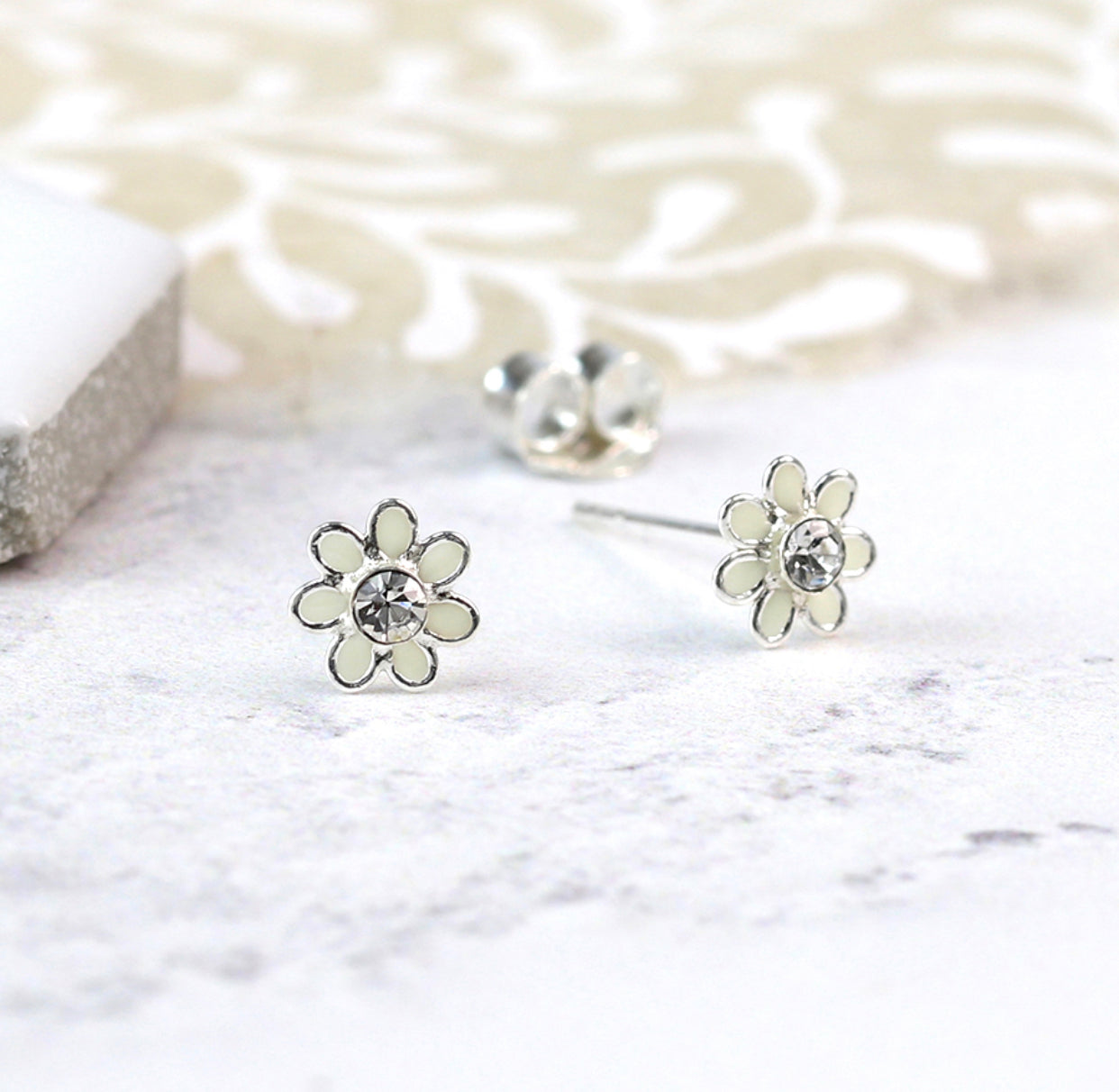 Silver Studs - Tiny Flowers