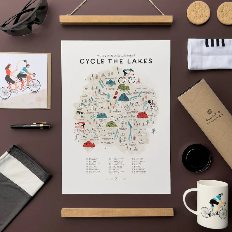 Framed Cycle The Lakes Print