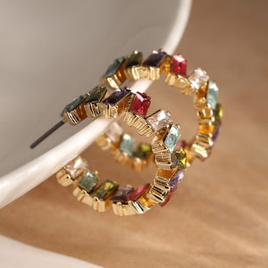 Earrings - Coloured Crystal Hoop
