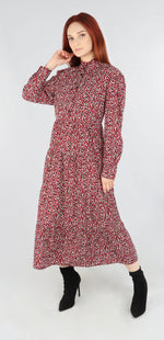 Load image into Gallery viewer, Leopard Tiered Grandad Collar Dress
