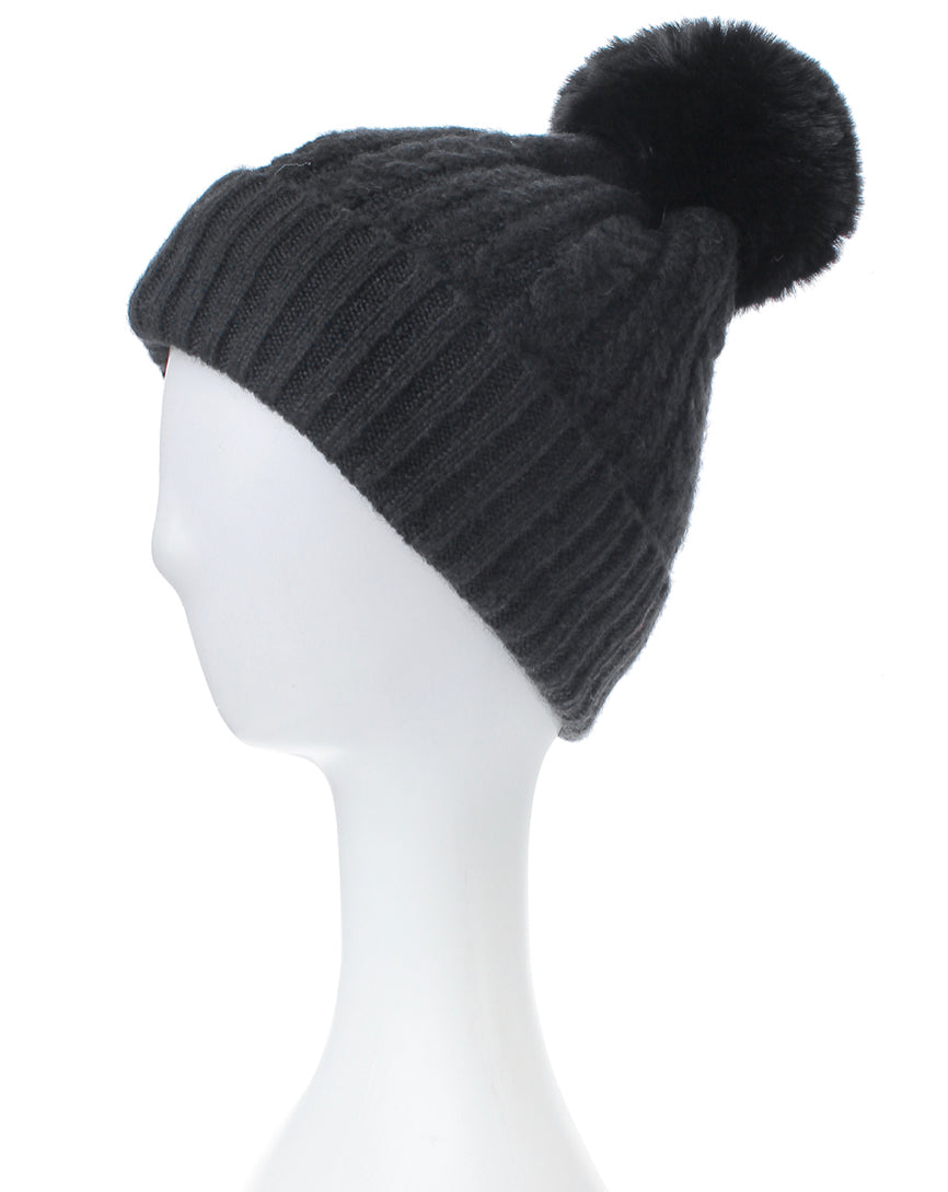 Cashmere Mix Cable Knit Hat